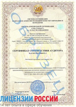Образец сертификата соответствия аудитора №ST.RU.EXP.00006191-3 Тихорецк Сертификат ISO 50001